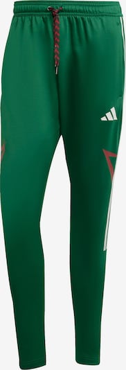 XS dydžio Sportinės kelnės 'Tiro' iš ADIDAS SPORTSWEAR, spalva – tamsiai žalia / raudona / balta, Prekių apžvalga