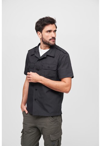 Brandit Regular fit Button Up Shirt in Black