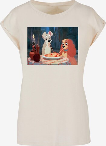 ABSOLUTE CULT Shirt 'Lady And The Tramp - Spaghetti Photo' in Beige: voorkant