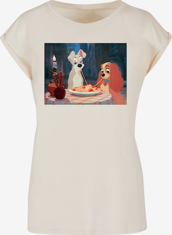 ABSOLUTE CULT T-Shirt 'Lady And The Tramp - Spaghetti Photo' in Beige: predná strana