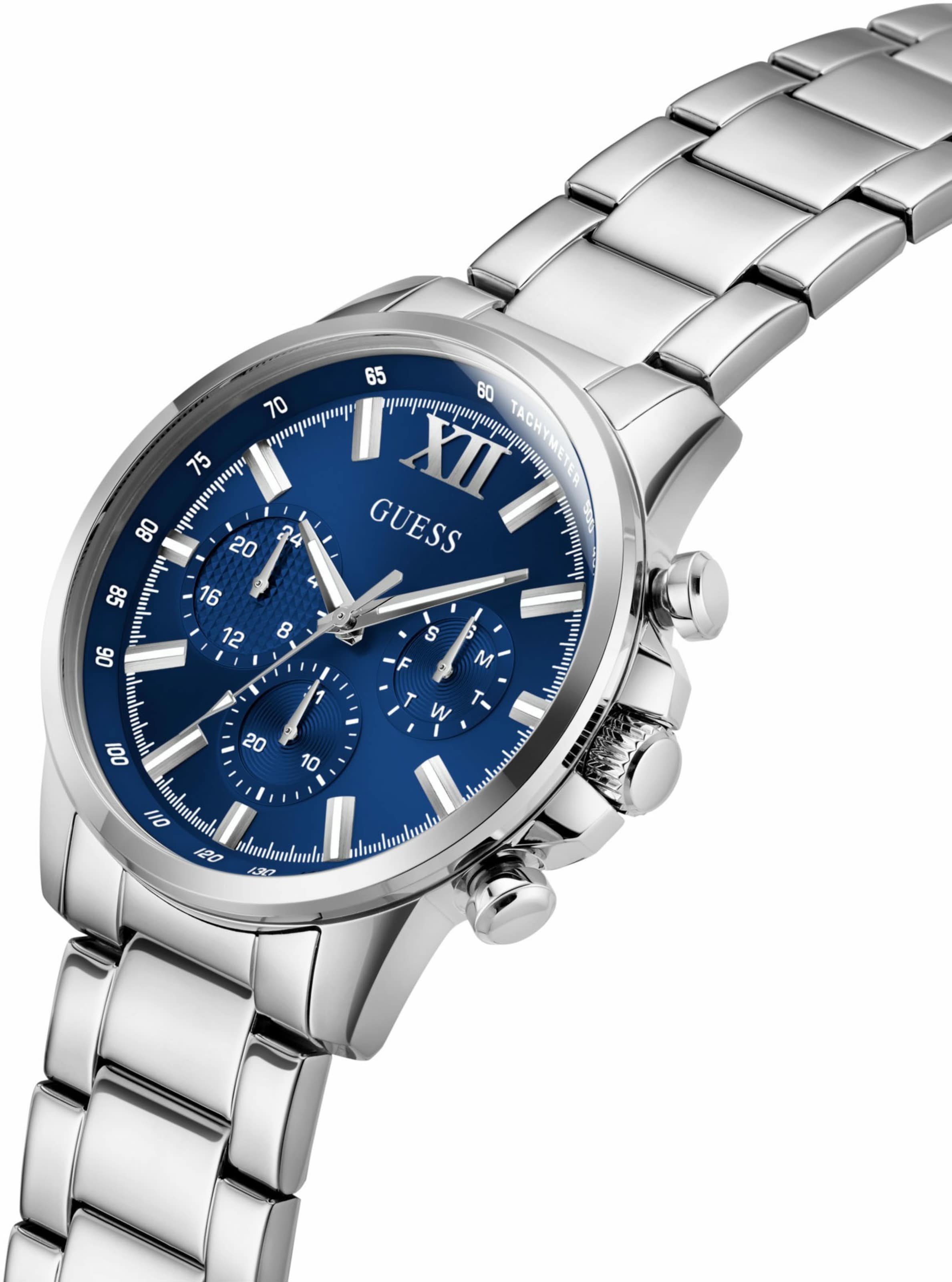 Ceas analogic 'Walker' de la GUESS pe argintiu