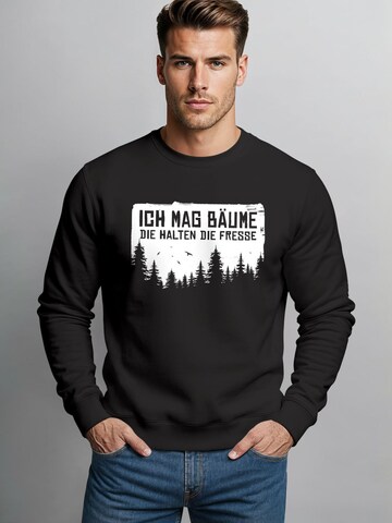 Neverless Sweatshirt 'Ich mag Bäume' in Black: front