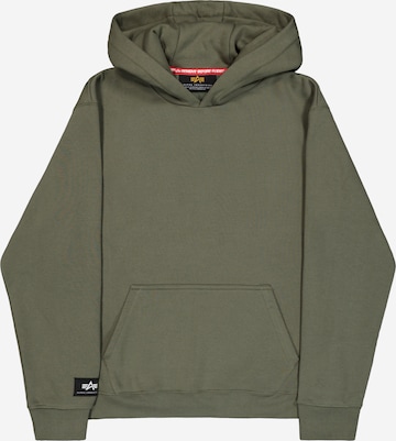 Felpa 'Label' di ALPHA INDUSTRIES in verde: frontale