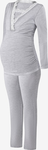 M.M.C. Pajama 'Spitze Umstandspyjama' in Grey: front