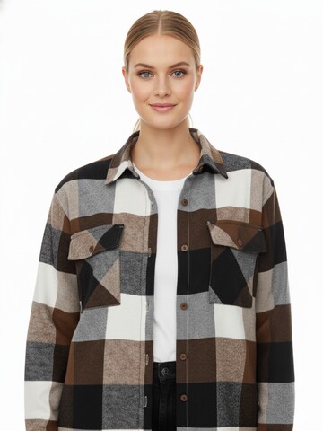 Radwa Blouse 'Radwa Women’s Plaid Flannel' in Brown