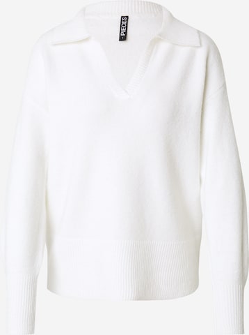 Pullover 'PCMALOU' di PIECES in bianco: frontale