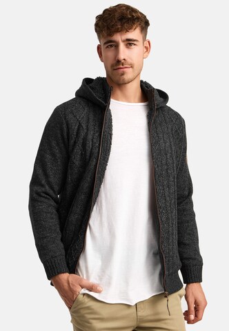 INDICODE JEANS Gebreid vest 'INRandolph' in Zwart: voorkant