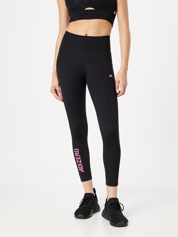 ADIDAS PERFORMANCE Skinny Sportbroek ' 'Adizero' in Zwart: voorkant