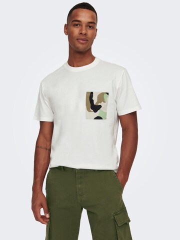 T-Shirt 'Harper' Only & Sons en blanc