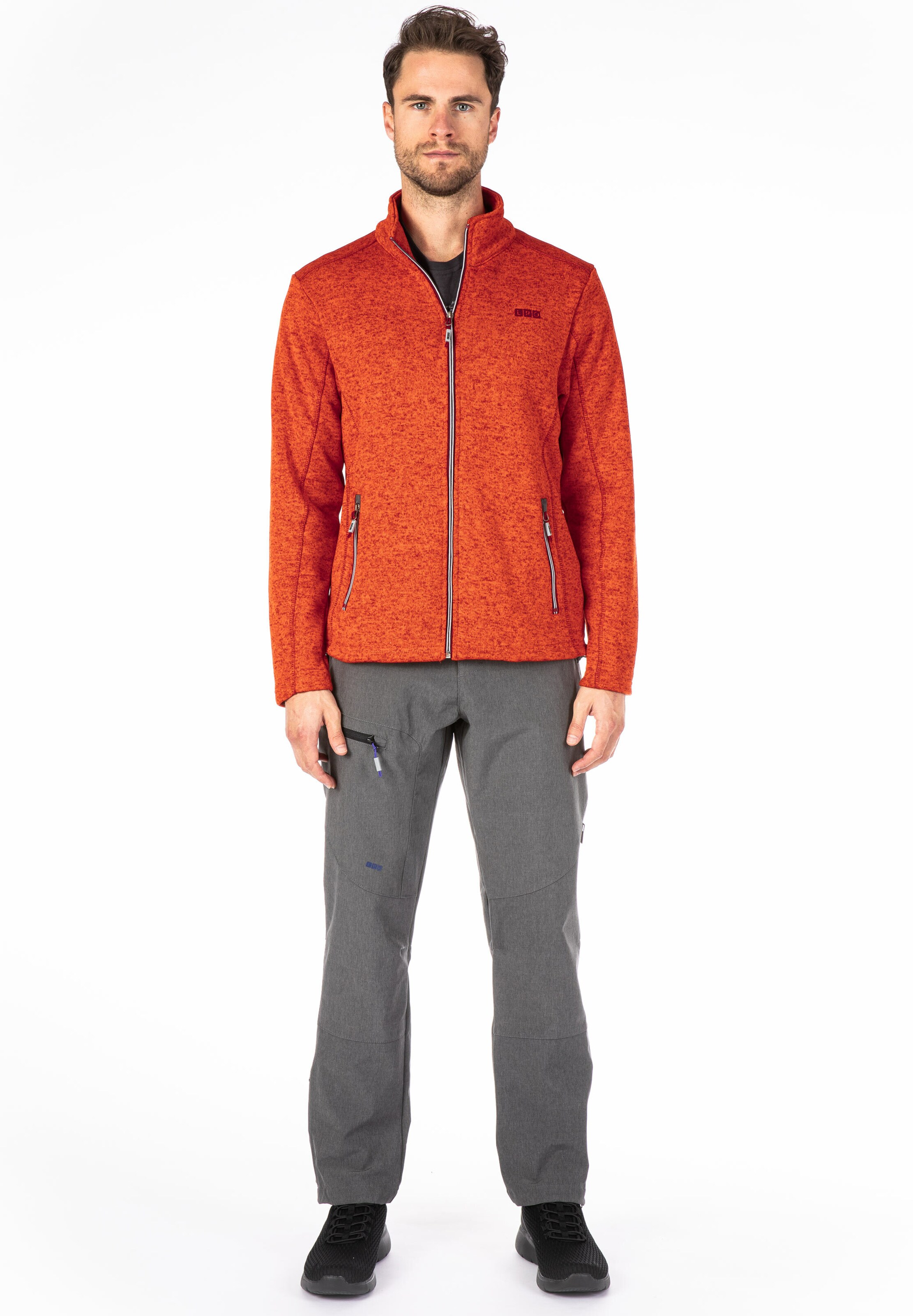 Männer Große Größen LPO Strickjacke 'OWEN' in Orangemeliert - UQ50501 Männer Große Größen LPO Strickjacke 'OWEN' in Orangemeliert - UQ50501