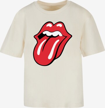 F4NT4STIC T-Shirt 'The Rolling Stones Classic Tongue' in Beige: predná strana