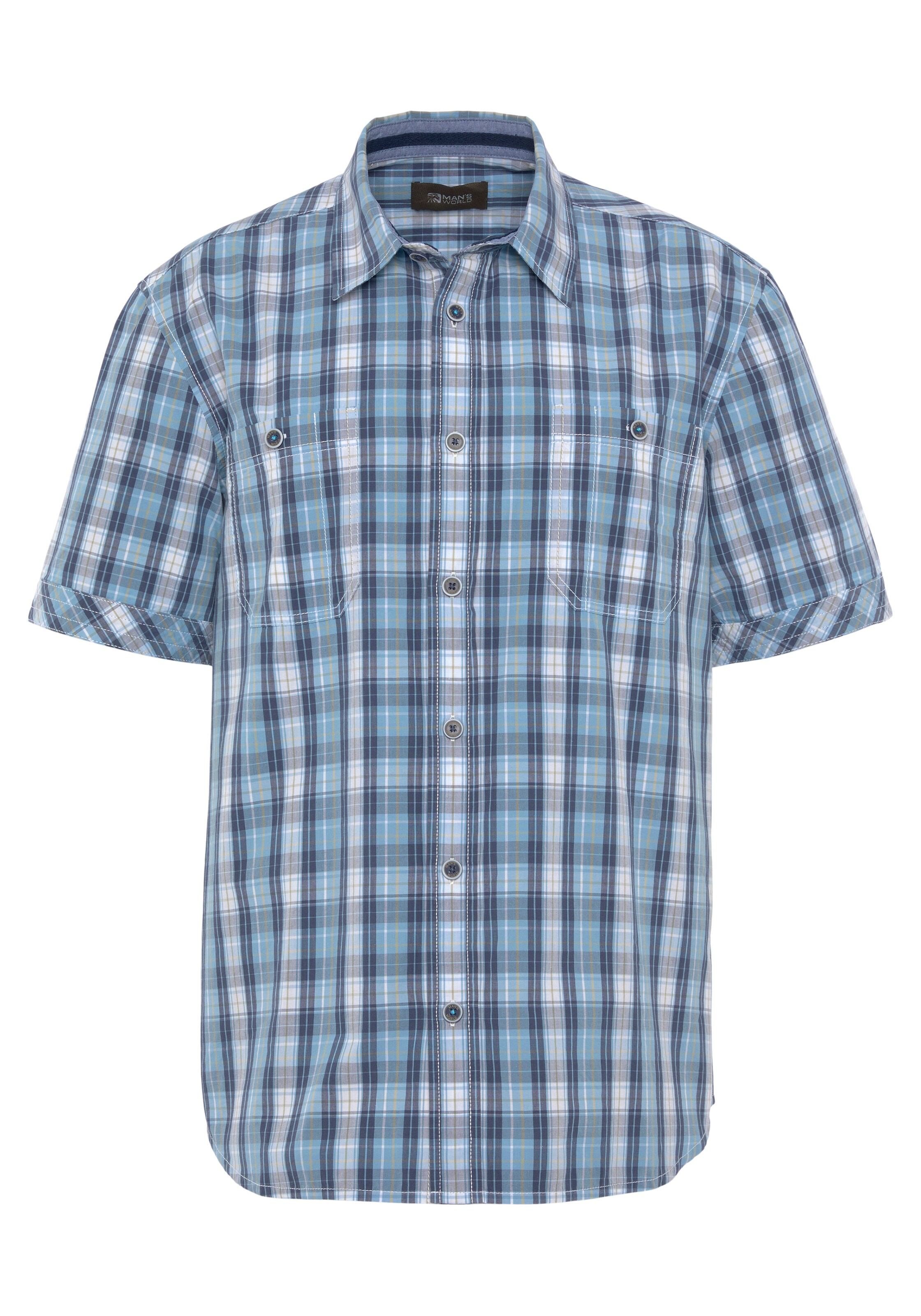 Man's World Regular Fit Hemd in Blau: Vorderseite