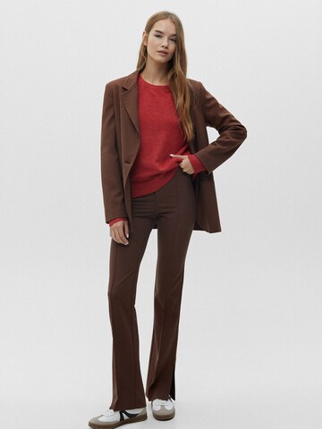 Pull&Bear Flared Trousers with creases in Brown: front