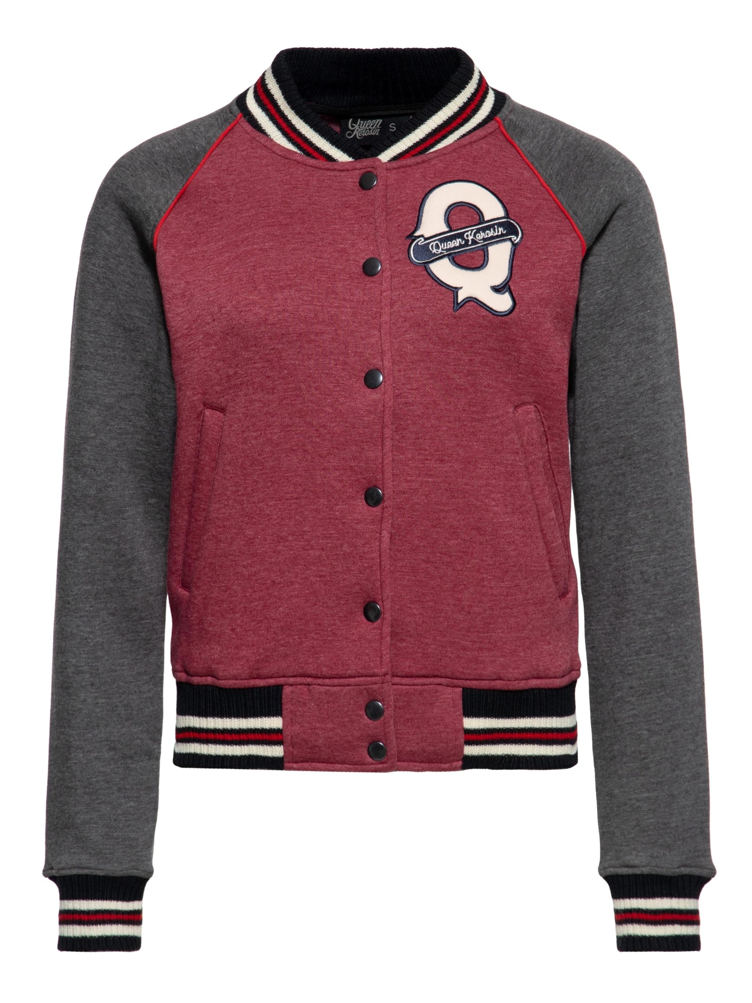 Queen Kerosin Between-Season Jacket 'Speed Queens' in Red: front