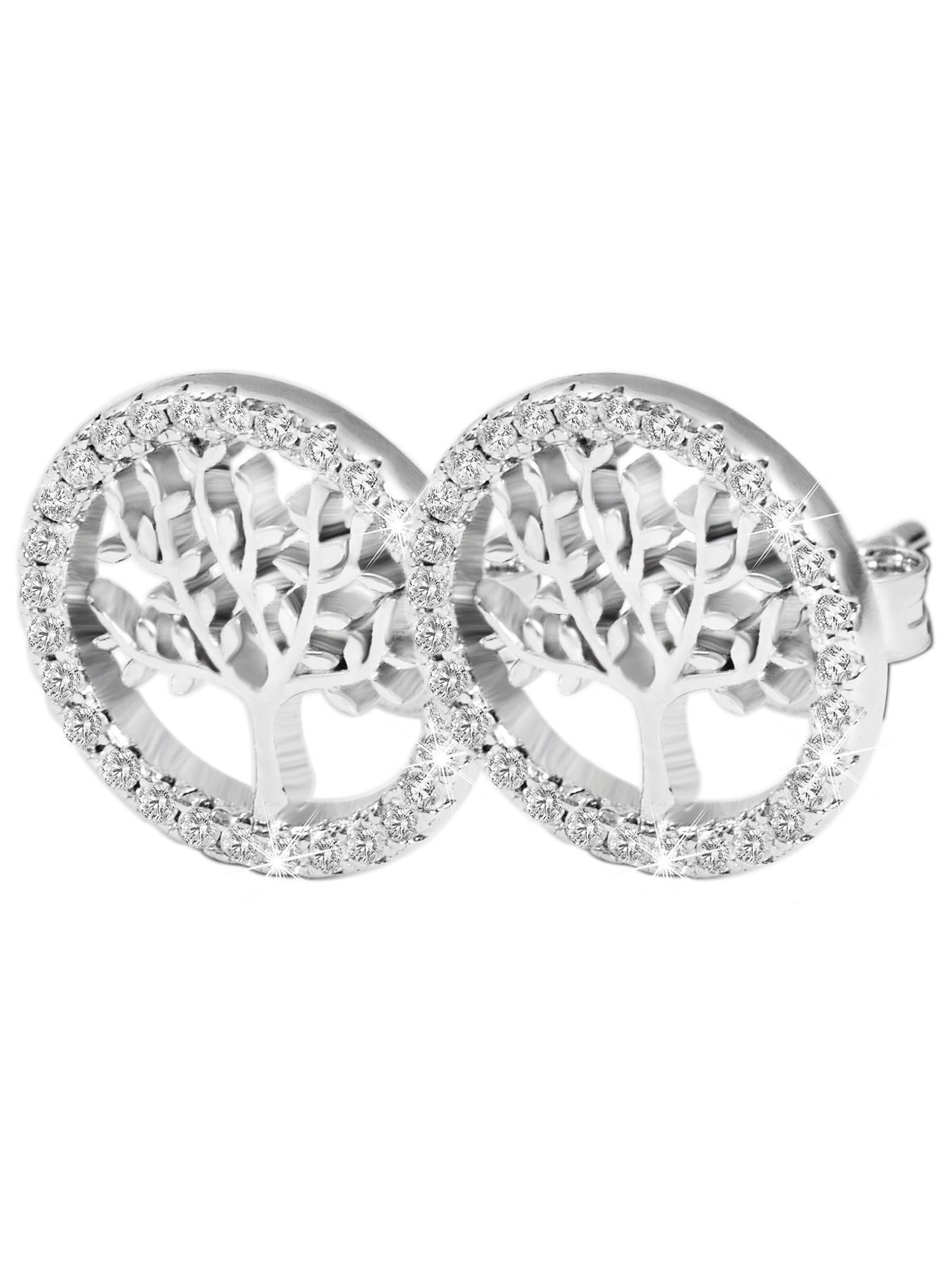 Akzent Earrings '"Minel" aus 925 Sterlingsilber, rhodiniert, langlebig' in Silver