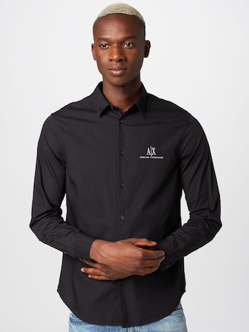 ARMANI EXCHANGE - Regular Fit Camisa em preto: frente