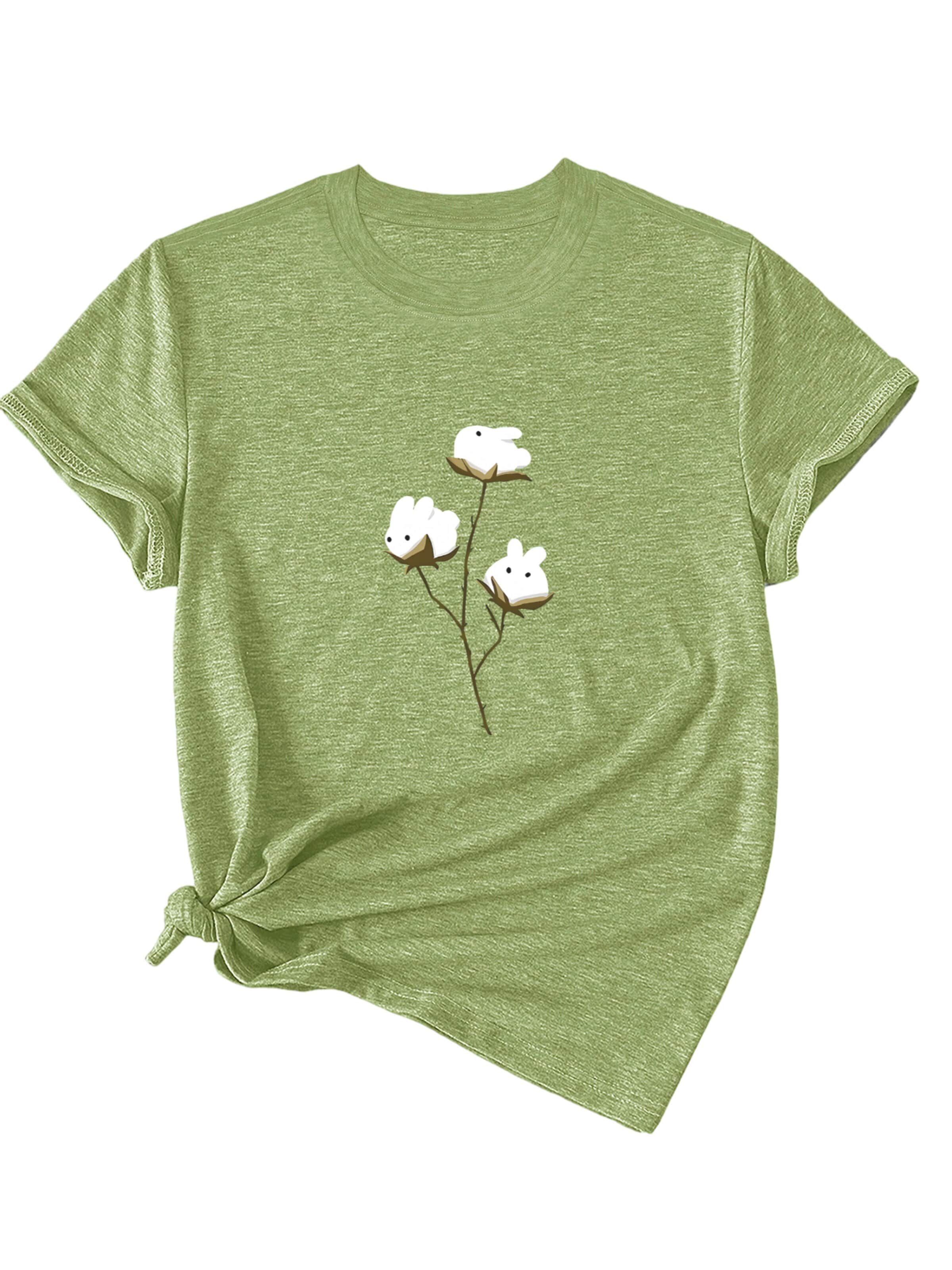 T-shirt 'Women's Summer Casual Color T-Shirt with Print' GORHEY en vert