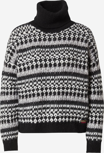 Superdry Pullover in hellgrau / schwarz / weiß, Produktansicht