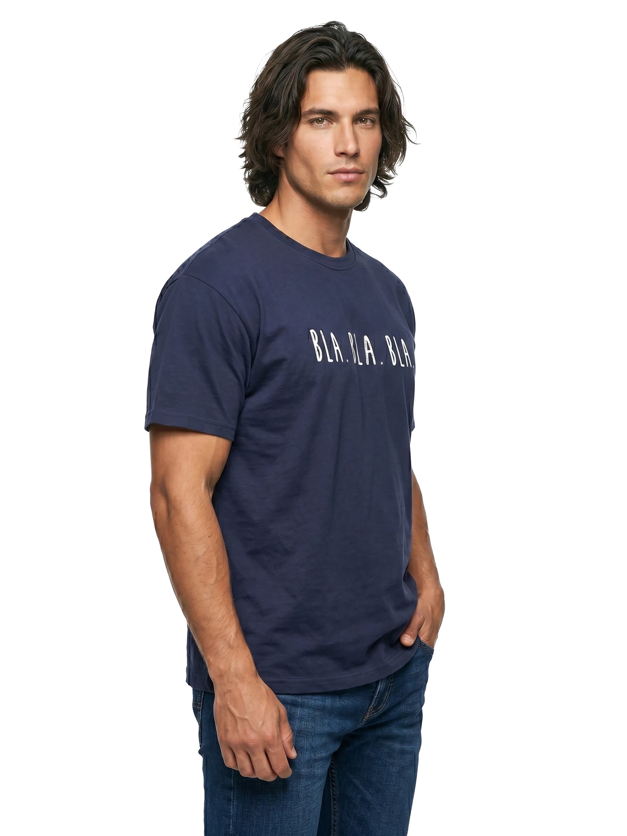 MAKAYA Shirt 'Bla Bla Bla' in Blue