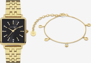 Montre à affichage analogique Violet Hamden en or : devant