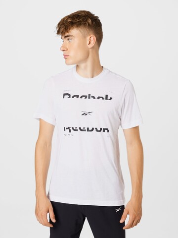 T-Shirt fonctionnel Reebok en blanc : devant