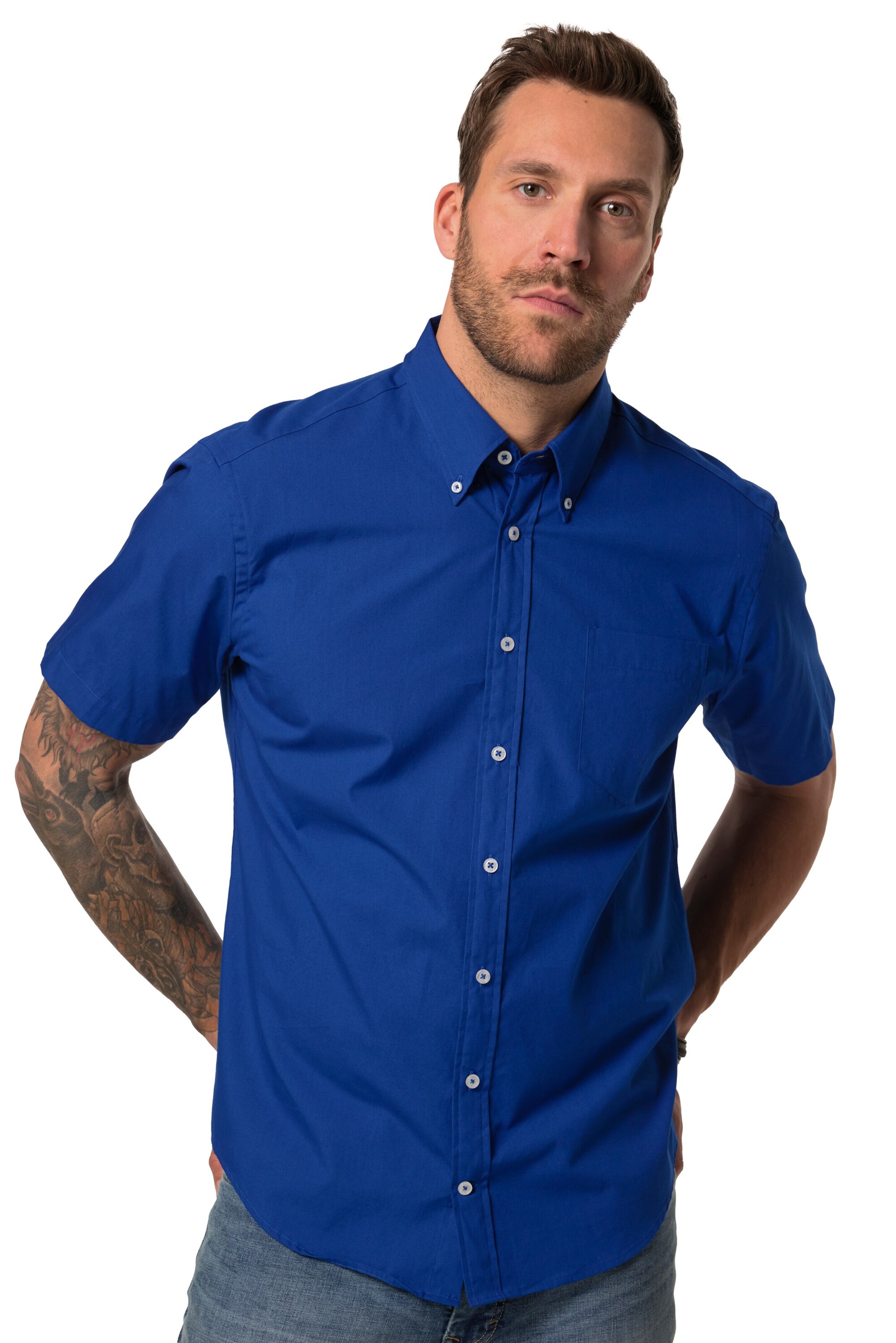 JP1880 Regular fit Button Up Shirt in Blue: front