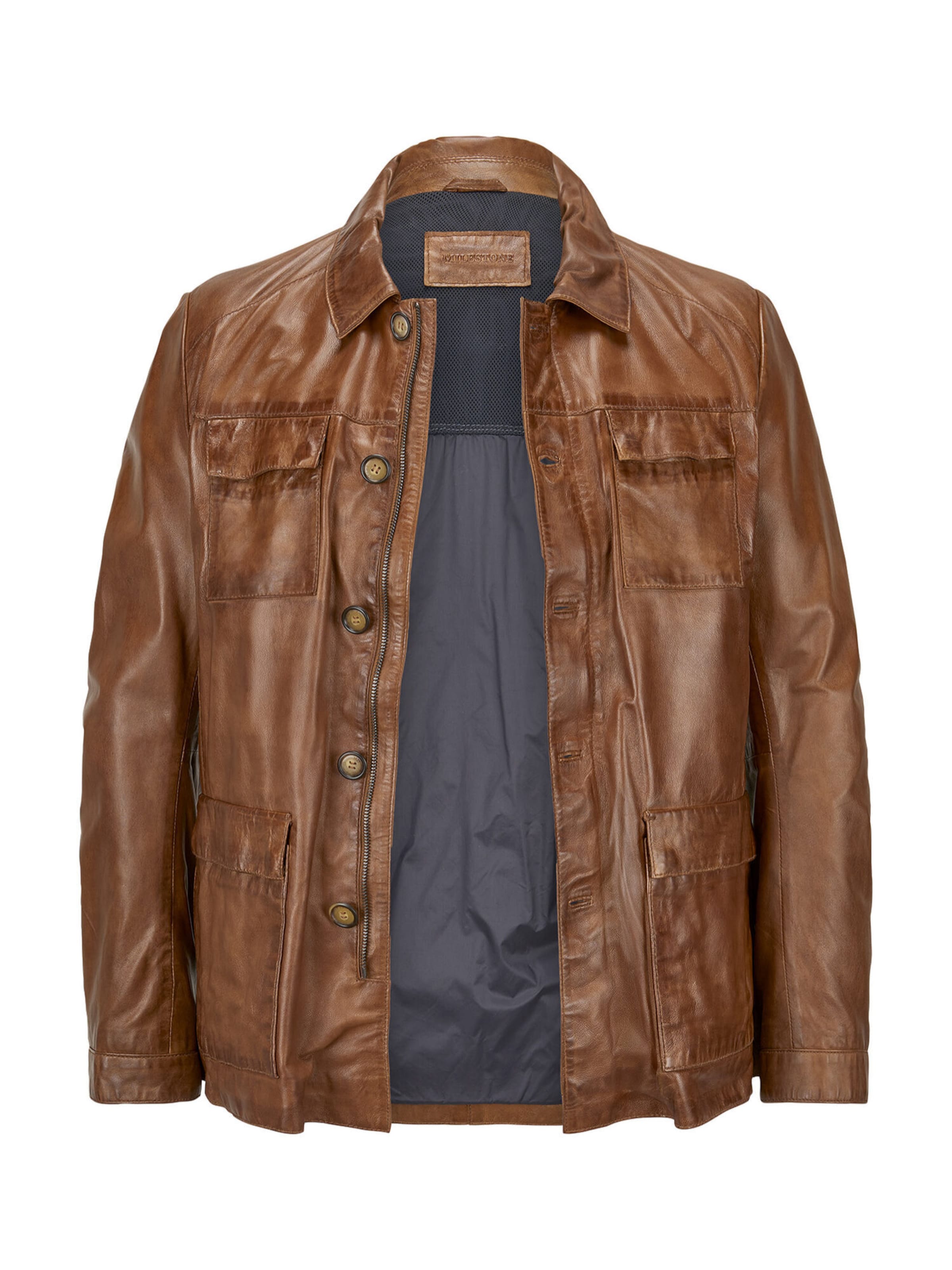 MILESTONE Lederjacke 'MSArturo' mit Ziernähten in Braun