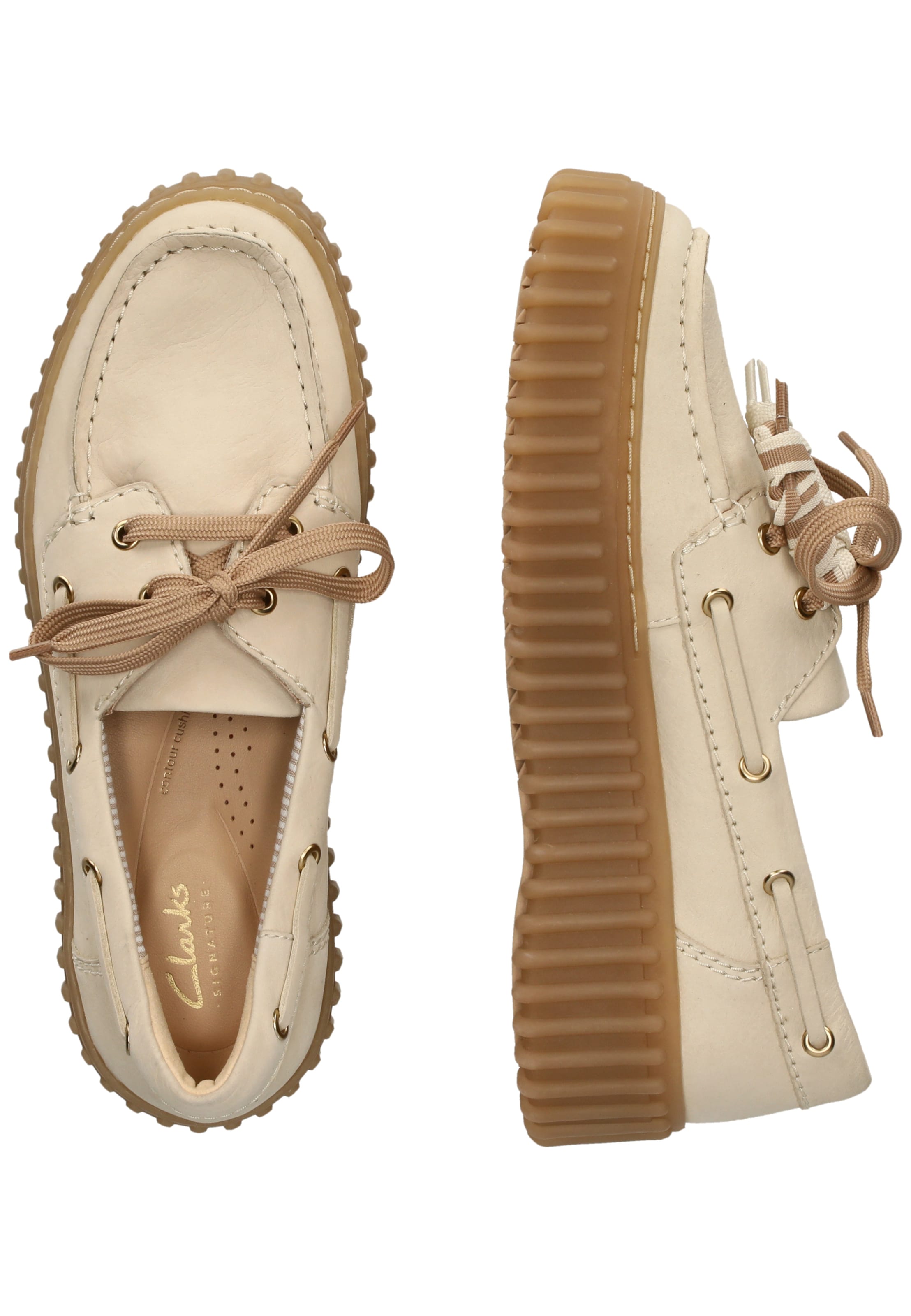 CLARKS Lace-up shoe 'Torhill Boat' in Beige