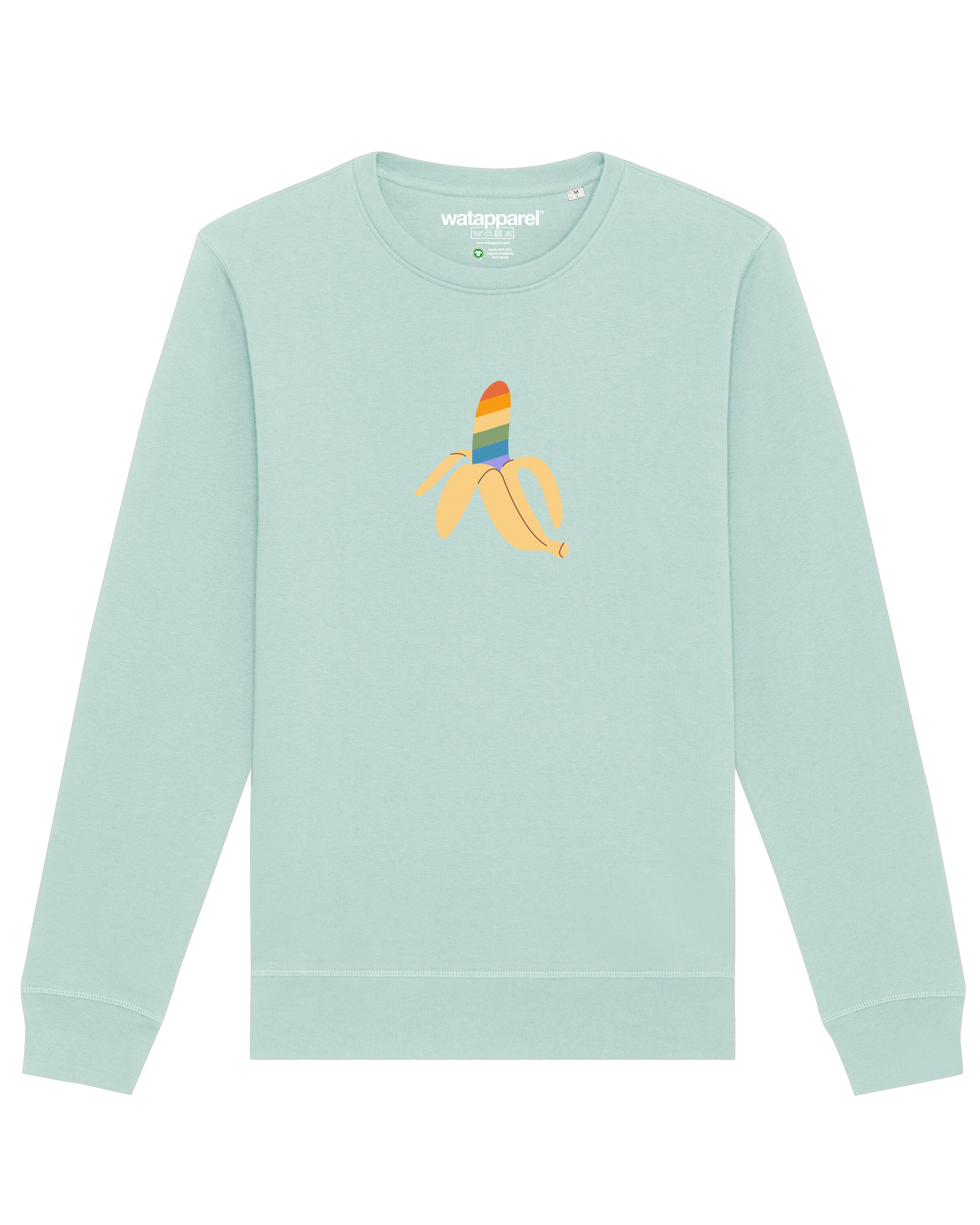 Sweat-shirt ' Rainbow Banana ' Watapparel en bleu : devant