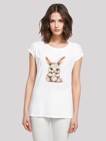 F4NT4STIC T-Shirt 'Niedlicher Osterhase mit Ei' in Weiß: Vorderseite