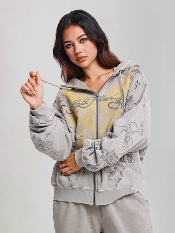 Ed Hardy Tepláková bunda 'Venom' - Sivá: predná strana