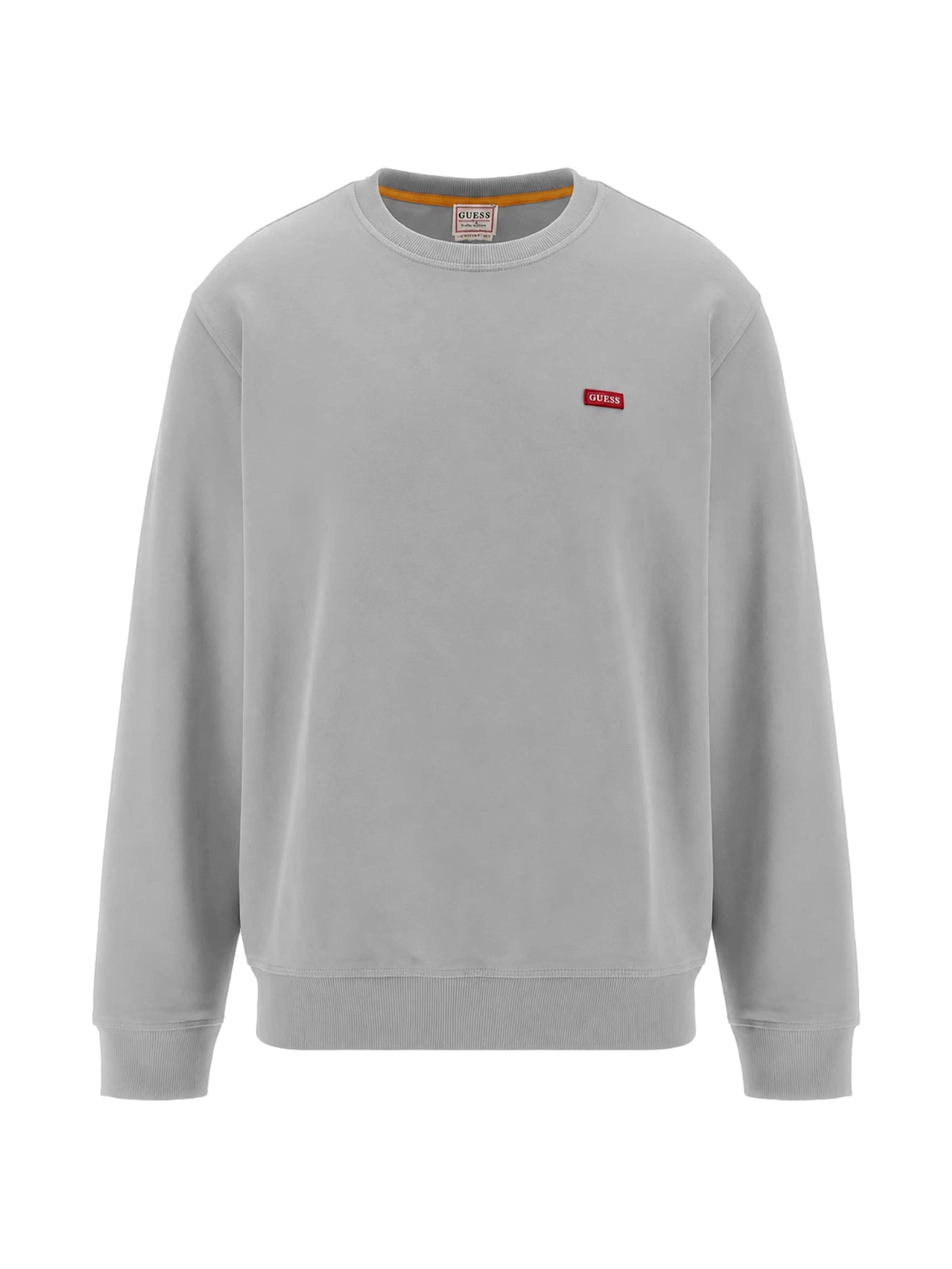 GUESS Пуловер 'Logo Patch' в сиво: отпред