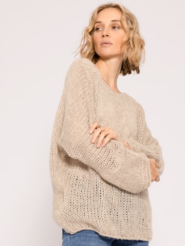 SASSYCLASSY Oversized Sweater in Beige: front