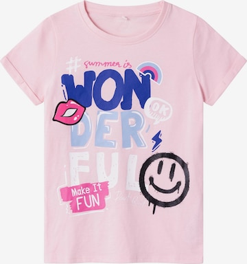 T-Shirt 'AXINA HAPPY' NAME IT en rose : devant