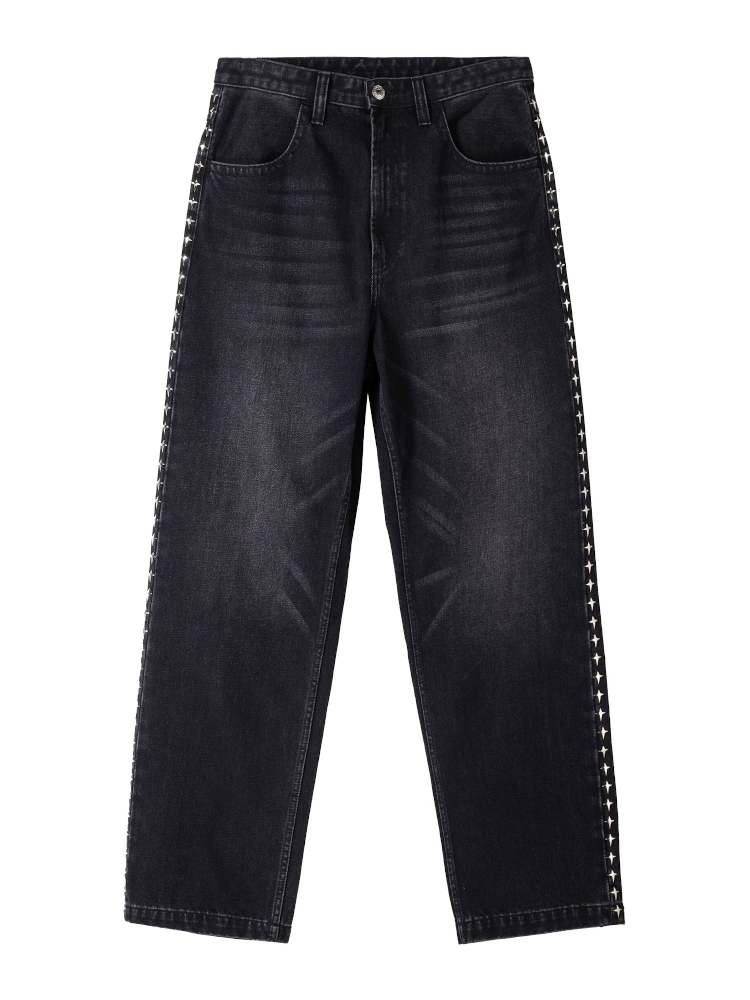 Bershka Loosefit Džíny – černá: přední strana