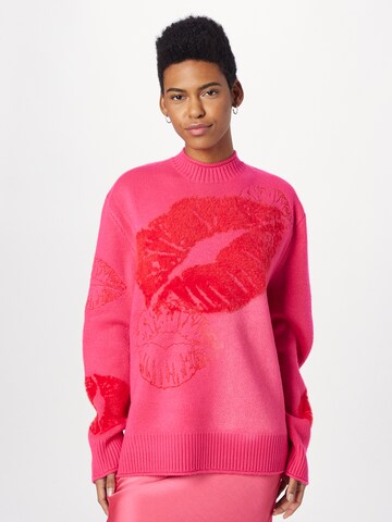 House of Sunny - Jersey talla grande 'LOVE NOTES' en rosa: frente