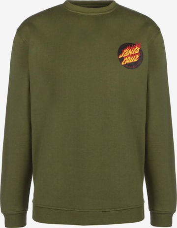 Santa Cruz Sweatshirt ' Flaming Japanese Dot Crew ' in Green: front