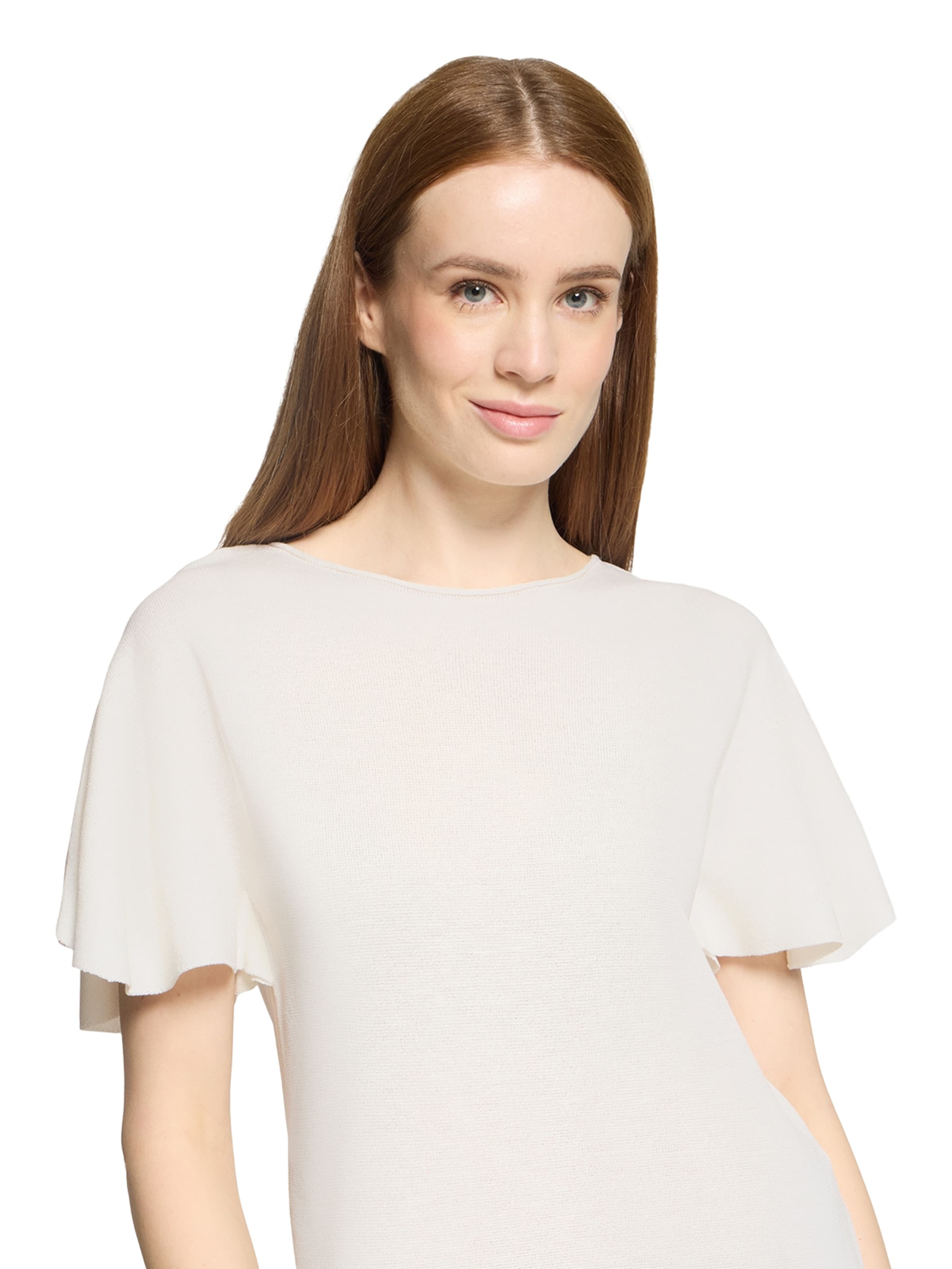 Cartoon Strickpullover mit Flügelärmeln in Weiß