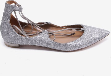 Aquazzura Flats & Loafers in 40 in Silver: front
