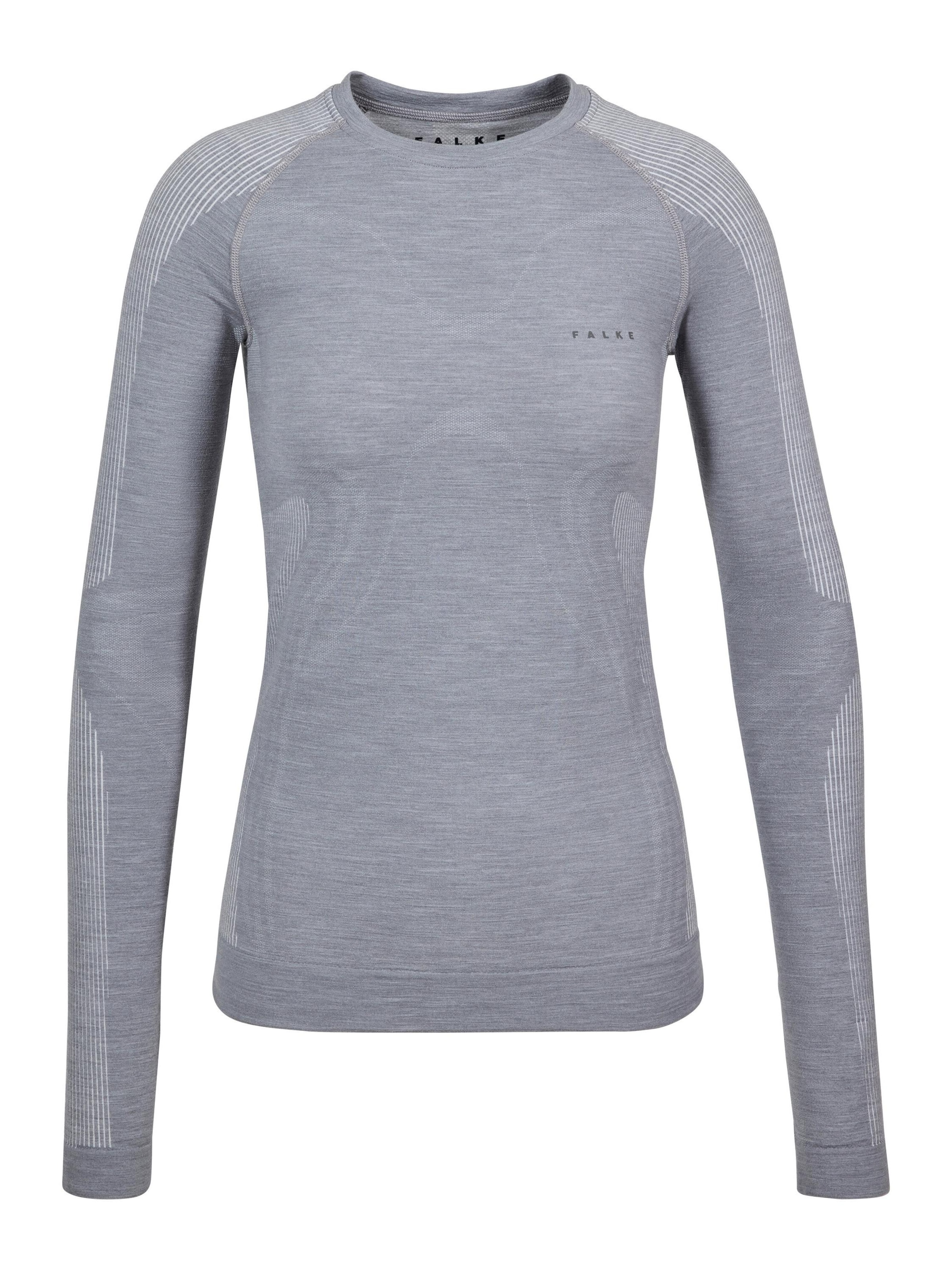 FALKE Wool-Tech Light Round Neck Long sleeve Shirt in Grau: Vorderseite