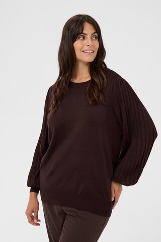 KAFFE CURVE Sweater 'Cloni' in Brown: front