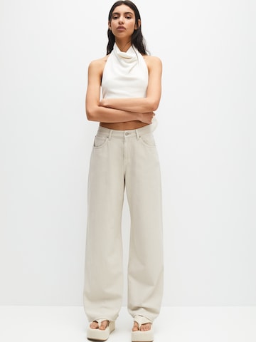 Pull&Bear Wide Leg Hose in Beige