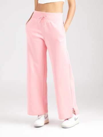 NIKE - Perna larga Calças 'Phoenix Fleece' em rosa: frente