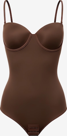 cfab - Body moldeador 'Push-Up Bodysuit mit String' en marrón: frente