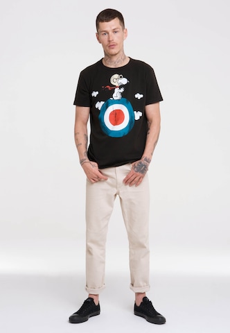 LOGOSHIRT Shirt 'Peanuts - Snoopy' in Zwart