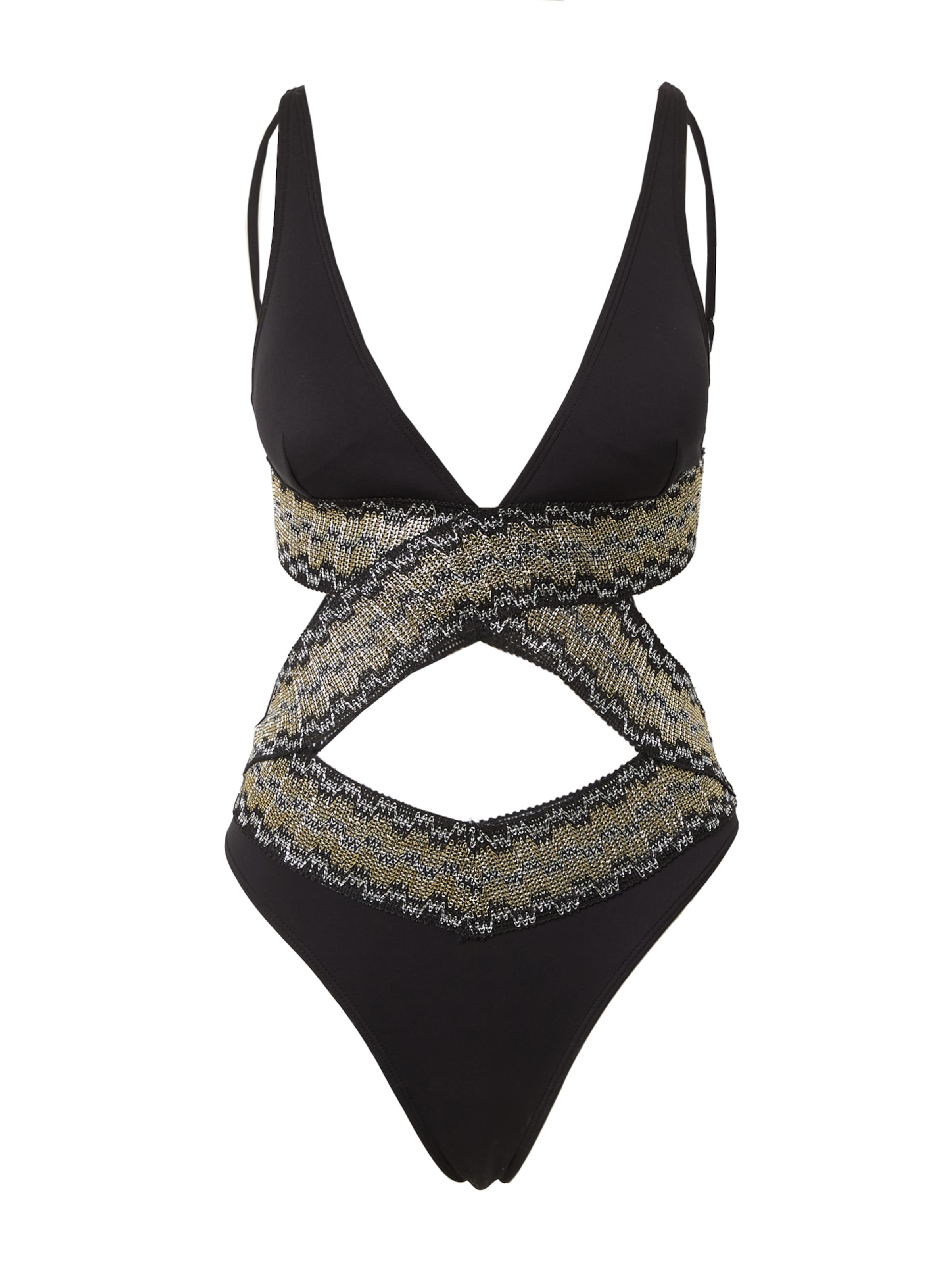 River Island Triangel Badeanzug in Schwarz: Vorderseite