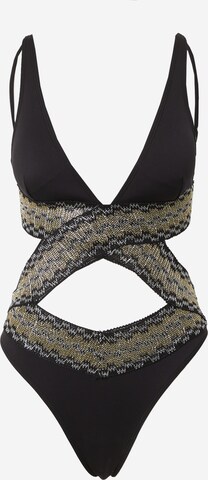River Island Triangle Swimsuit in Black: front