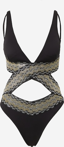 River Island Triangle Swimsuit in Black: front