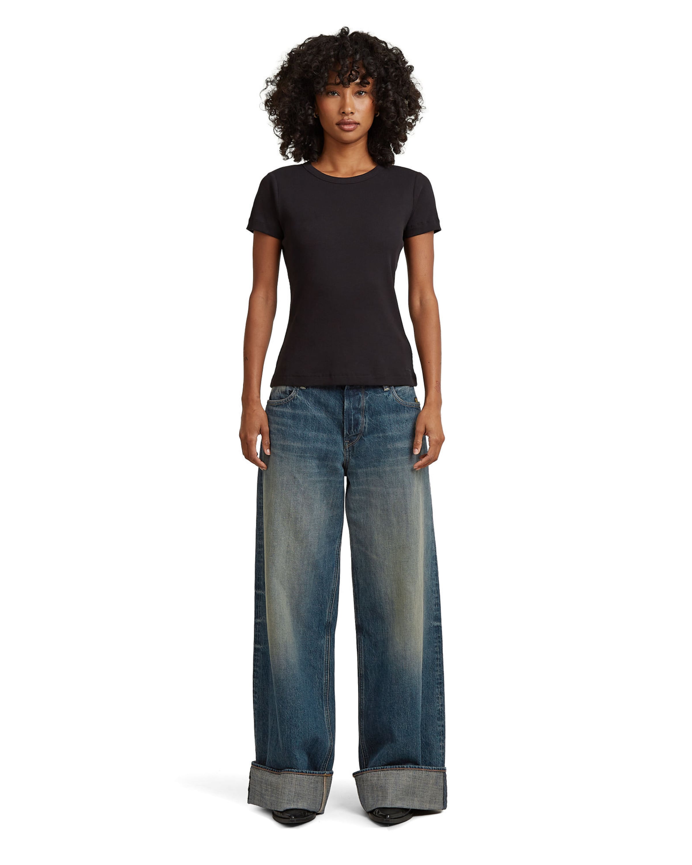 G-STAR Wide leg Jeans 'Roxx Wide' in Blauw