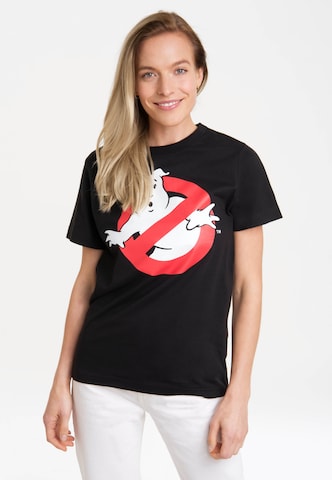LOGOSHIRT Shirt 'Ghostbusters Logo' in Zwart: voorkant